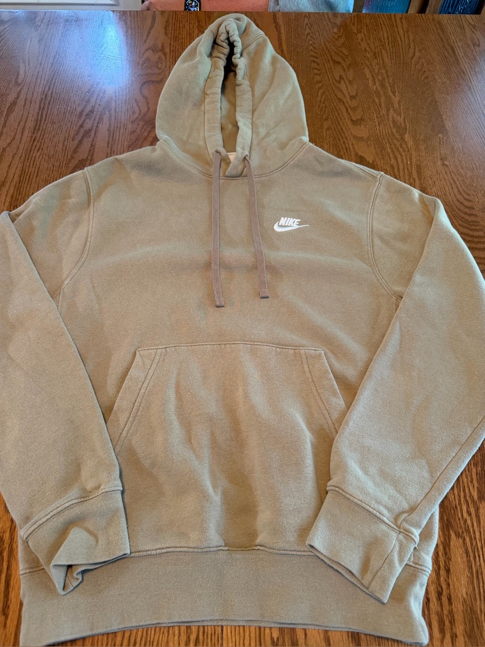 Nike Men's Light Brown/Tan Pullover Hoodie with White Swoosh
